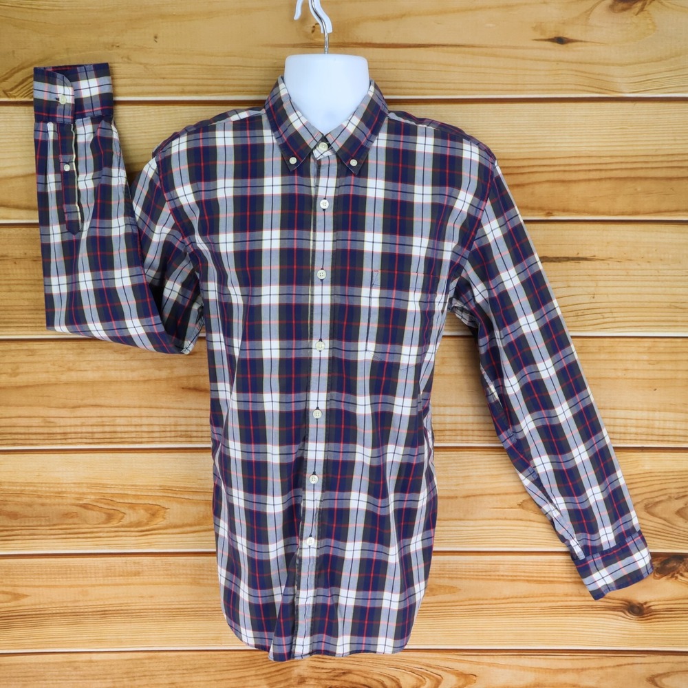 J. Crew Dress Shirt Tailored Fit Mens Size L Multicolor Plaid Button Down Collar